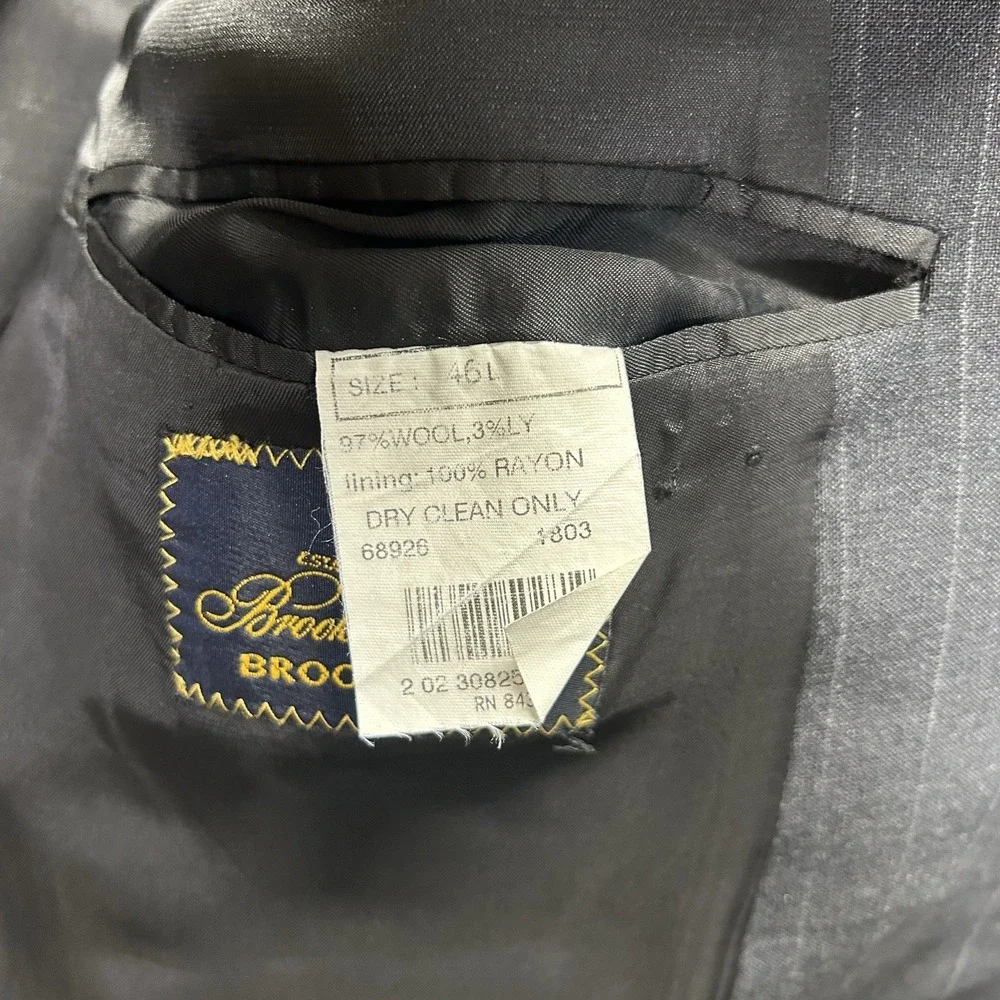 Brooks Brothers Makers‎ Brooksease Wool Pinstripe Gray Blazer Size 46L